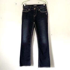 Silver Jeans 28X31 Suki Low Baby Boot Denim Bootcut Western Dark Wash